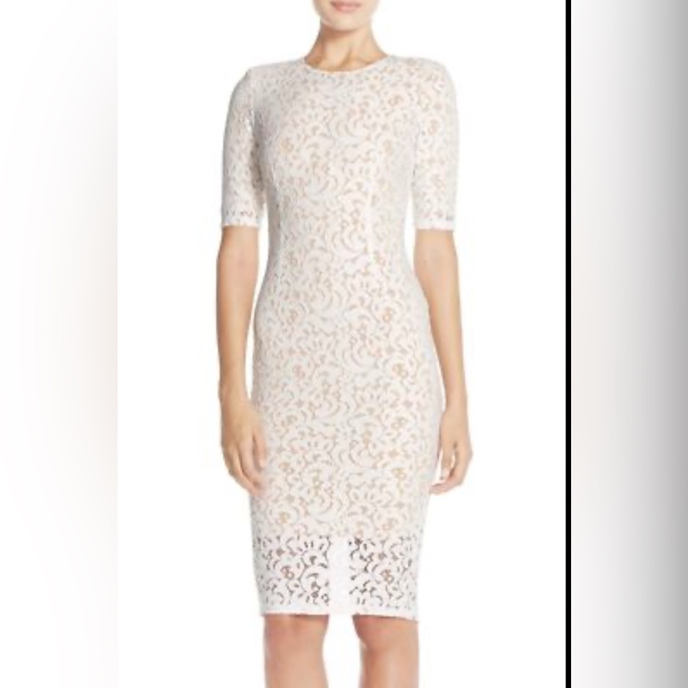 MISHA COLLECTION Cream Lace Midi Dress Size S